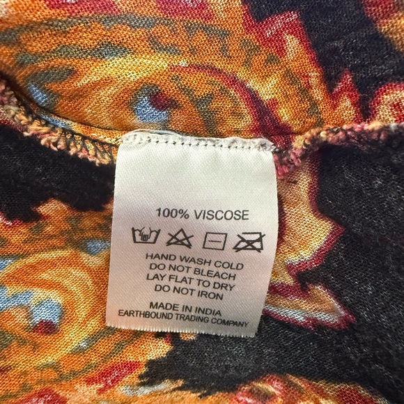 Earthbound Trading Co. Elastic Waist Hi Low Print Skirt with Ruffle Size Medium - Picture 4 of 6